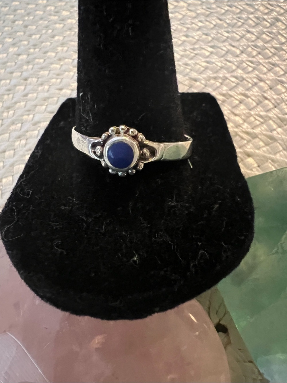 Sterling Silver Blue Lapis Stone Delicate Minimalist Ring - Women's Jewelry